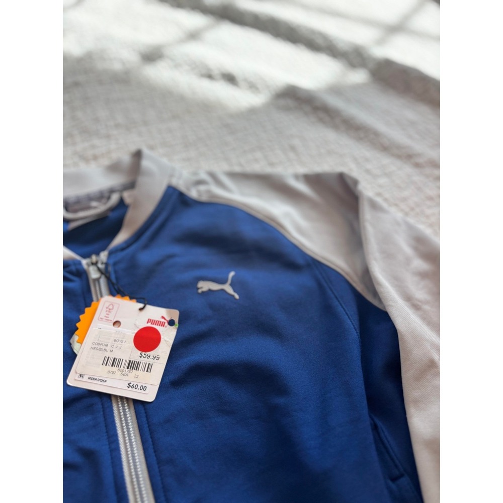 Puma Boys Blue Grey Full Zip Track Jacket Size Medium 10/12 - Picture 3 of 5